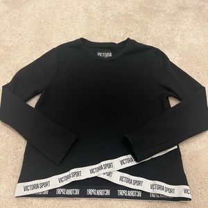Victoria’s Secret Sport Black Cropped Long Sleeve Top, Size XS